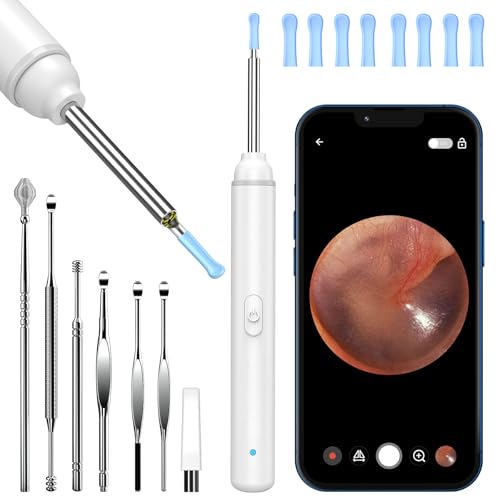 Ohrenschmalz Entferner Ohr Kamera AZHE 1920P Wifi Ohrenreiniger 3 0mm Ohrreiniger IP67 Wasserdicht Wifi Ohr Reiniger Für iPhone iPad Und Android-Smartphones (Weiß)