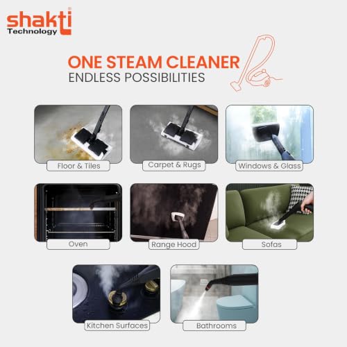 Image of Shakti Technology SC2L Steam Cleaner 2000W - 5 Bar Pressure Steam Vacuum Cleaner - 115C Steam Temperature For Chemical-Free Cleaning - 2L Tank Capacity For Cleaning - 99.9% Destroys Of Viruses