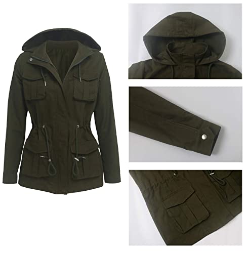 Sexycherry Women's Casual Hooded Jacket Sexy V Neck Lapel Collar Long Sleeve Zipper Long Camouflage Coat Button Down With Pockets Drawstring #TOP5