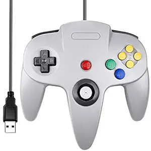 Classic N64 Controller, iNNEXT N64 Wired USB PC Game pad Joystick, N64 Bit USB Wired Game stick Joy pad Controller for Windows PC MAC Linux Raspberry Pi 3 Sega Genesis Higan (Grey)