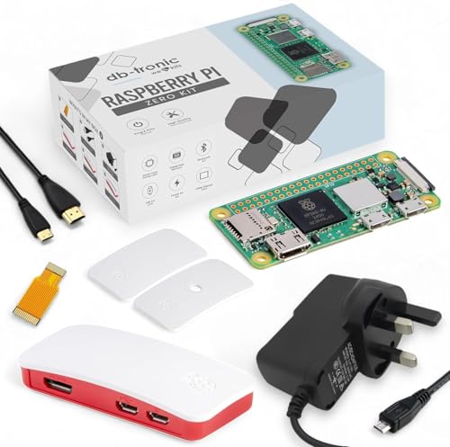 db-tronic Raspberry Pi Zero 2 WH Starter Kit | Power Supply | Housing with GPIO Cut-Out | Mini HDMI Cable | Raspberry Pi Zero 2 WH with Pre-Installed GPIO Strip