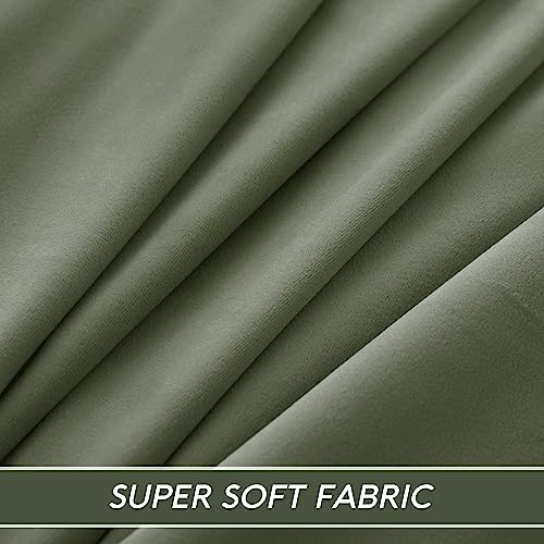 Image of RYB HOME Sage Green Velvet Curtains 96 inch, Room Darkening Green Window Curtains with Multiple Hanging Options Heavy Duty Plush Blackout Backdrop for Bedroom Guest Room, W48 x L96 inch, 1 Panel