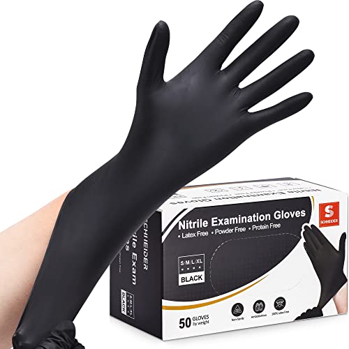 Image of Schneider Nitrile Exam Gloves, 4 Mil Black Gloves Disposable Latex Free Powder Free, Food Safe for Cooking, Food Prep, Clean