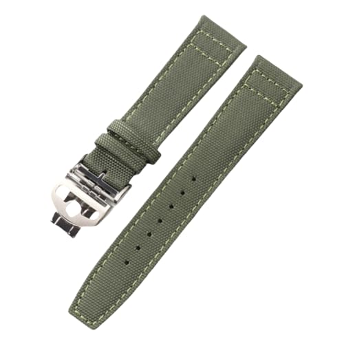 Bracelet de montre ajustable en cuir et nylon vert résistant pour IWC