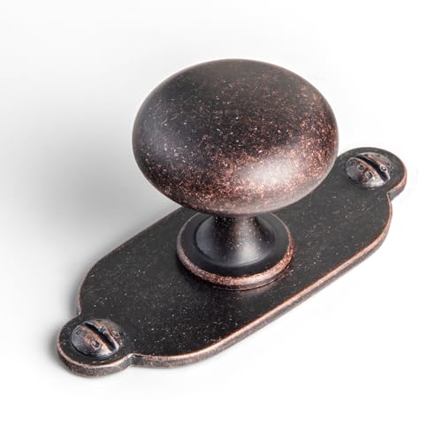 Image of Goo-Ki Antique Oil Rubbed Bronze Zinc Alloy Cabinet Large Knob with Backplate - Single Hole Center Cabinet Pull Hardware for Bedroom, Kitchen, 12 Pack(8611-G013)