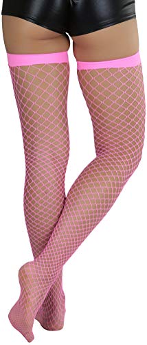 Image of ToBeInStyle Women's Vibrant Large Net Fishnet Thigh High Elastic Nylon Novelty Stockings