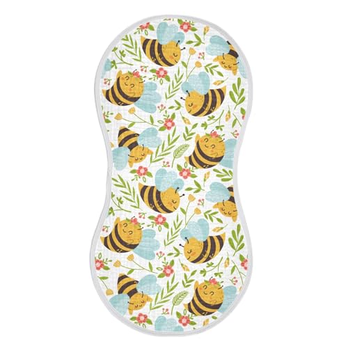 Image of vvfelixl Muslin Burp Cloths Honey Bee Cute Bumble Bee Baby Washcloths for Baby Girl Boys 2 Pack