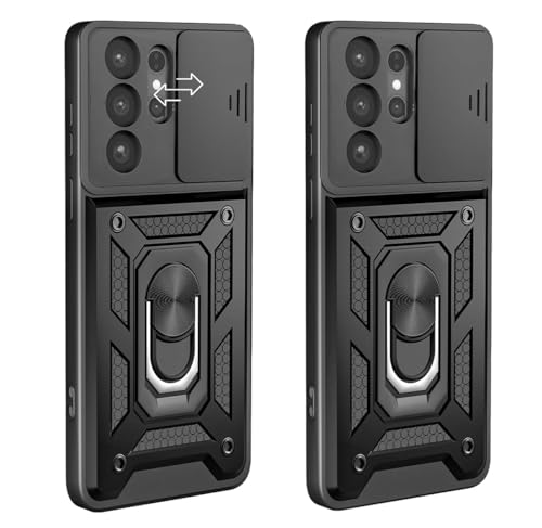 Image of Tough Armor Bumper Back Cover Case for Samsung Galaxy S26 Ultra 5G | Sliding Camera Cover, Kickstand & Ring Holder 360 Degree Protection Back Cover Case for Samsung S26 Ultra 5G - Black