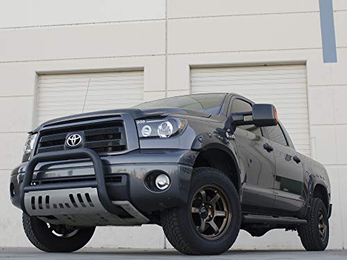 Image of Armordillo USA 7142176 Classic Bull Bar Fits 2005-2011 Dodge Dakota - Matte Black W /Aluminum Skid Plate