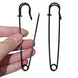 BESTCYC 10pcs Black Safety Pins Extra Large 10.1cm x 22mm Heavy Duty Stainless Steel Safety Pins for Blankets, Skirts, Kilts, Knitted Fabric ,Crafts