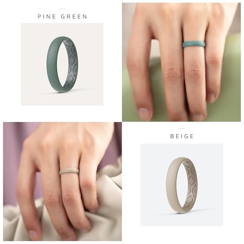 thunderfit women breathable silicone bridal rings sets for her wedding bands - 4mm wide 15mm thick - 1-12 variety multipack