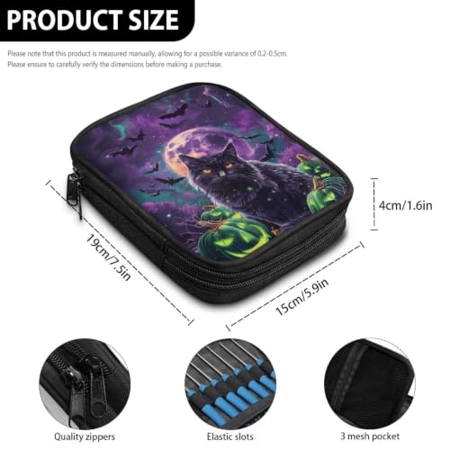 Image of Vanideaoty Black Cat Crochet Hook Case Halloween Crochet Hook Organizer