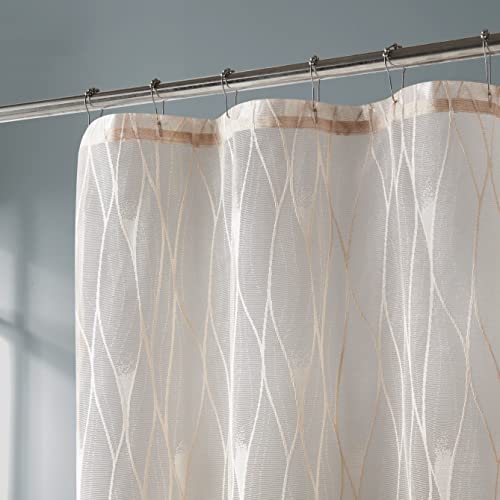 Decopots Linen Lace Shower Curtain 72 X 72 Inches - Luxury Shower Curtain For The Bathroom Or Boho Shower Curtains For Bathroom - Linen Stripes Pattern #TOP1