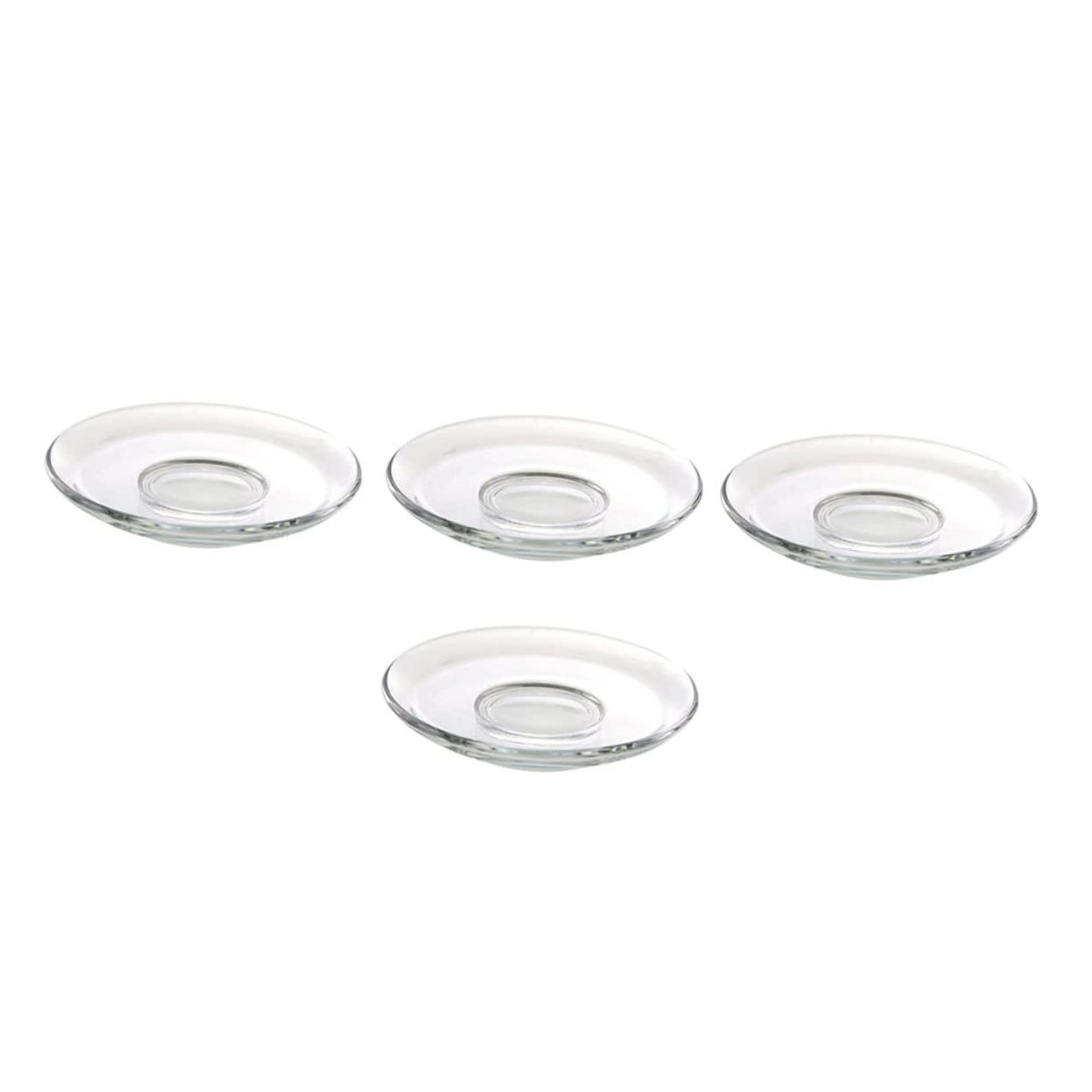 CIYODO 4 Pcs Clear Glass Saucers Round Decorative Plates for Coffee Snacks Desserts and Storage for Home and Kitchen Use