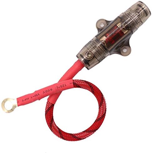Magic source Inline 60A MANL Fuse Holder with 1ft 8 Gauge AWG Oxygen Free Copper Power Wire and O-Ring Copper Terminal to Protect Car Audio Amplifier from The Current (60A)