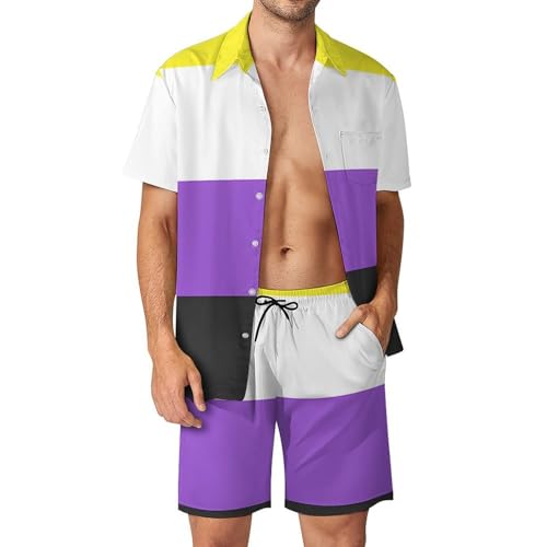 Camisa no binaria y pantalones cortos conjunto fresco contra el calor