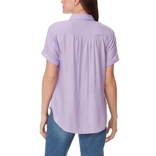 Image of Gloria Vanderbilt Women's Daisy Short Sleeve High-Low Button Down Shirt Standard