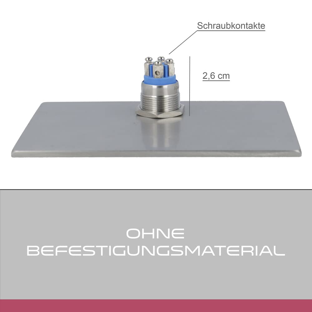 Jung Edelstahl Design Türklingel London 002 Klingelschild mit Gravur oben LED Klingeltaster (Weiß) mit Schraubkontakten. Unterputz Klingelplatte in verschiedenen Größen