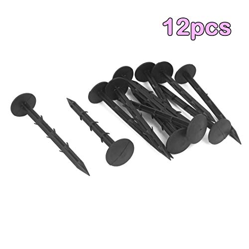 AYUN Tent Securing Pegs 12pcs Barded Weed Control Mulch Membrane Tent Securing Pegs Black Securing Peg 6 inch Landscape Fabric Pin