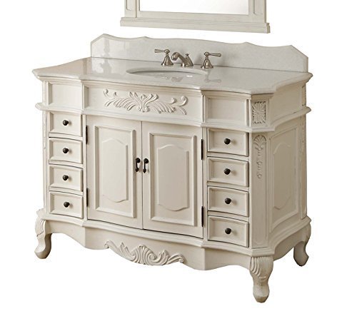 Chans Furniture 42” Traditional Style Antique White Morton Bathroom Sink Vanity Model CF-2815W-AW-42