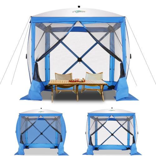 Image of COBIZI 6x6 FT Pop up Gazebo, Popup Canopy Tent, Screened in Gazebos with sidewalls, Waterproof Portable Outdoor Small Screen Tents Sun Shelter,carpas para Patio for Camping, Garden and Backyard,Blue