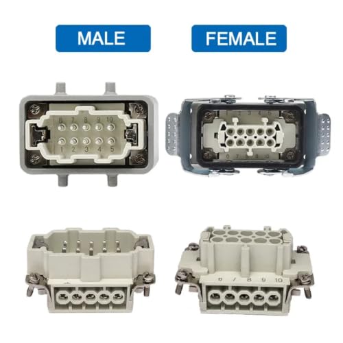 Conector de socket industrial HDC HE rectangular de 16 pines para alta corriente 8