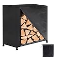 Klmnop 4ft Firewood Rack Cover, Waterproof 420D Oxford Outdoor Firewood Storage Cover with Zipper and Drawstring and Windproof Straps for Log Holder(48" W x 24" D x 42" H)