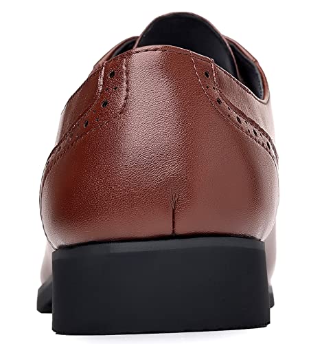 DADAWEN Men's Leather Lined Dress Shoes Formal Business Shoes Classic Lace-up Oxfords4