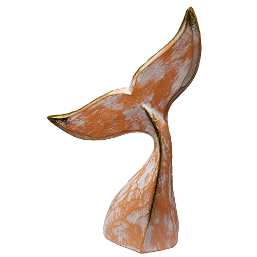 Estatua Cola de Ballena Tallada y Pintada 16 in Naranja miniatura 1