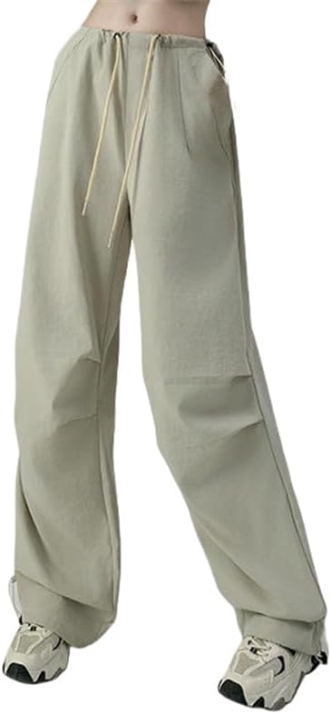 JYHBHMZG Women's American Style Spring Autumn High Waist Wide Leg Sweatpants Straight Casual Sports Cargo Pants Long