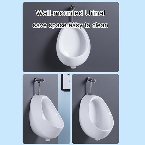 Urinal comercial de cerámica Gtzly para hombres, sistema de descarga de alta eficiencia, urinal empotrado en pared con válvula de descarga manual miniatura 6