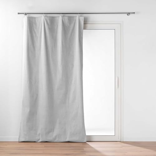 Douceur d'Intérieur, Rideau à Anneaux (130 x 230 cm) Cover Gris, Polyester et Polyuréthane