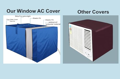 Image of The Furnishing Tree window ac cover suitable for BlueStar 2 Ton WFA324LN, Royal Blue Color Elastic fit Cover for front and rear Of Window Ac
