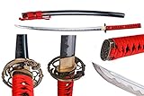 BOHIHYU Samurai Katana Sword - Handmade Japanese Katana with 1060/1095/Damascus/T10 Steel, Alloy Tsuba & Solid Wood Handle - Full Tang Sharp Blade for Martial Arts, Collection, Display