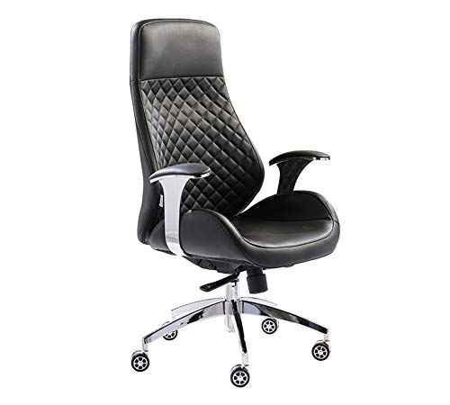 Image of High Back Director & Executive Chair Up Leatherette with Height Adjustable & Revolving Chair Premium Design & CEO Chair Metal Legs Base with Chrome Finish - (111012134 Black)