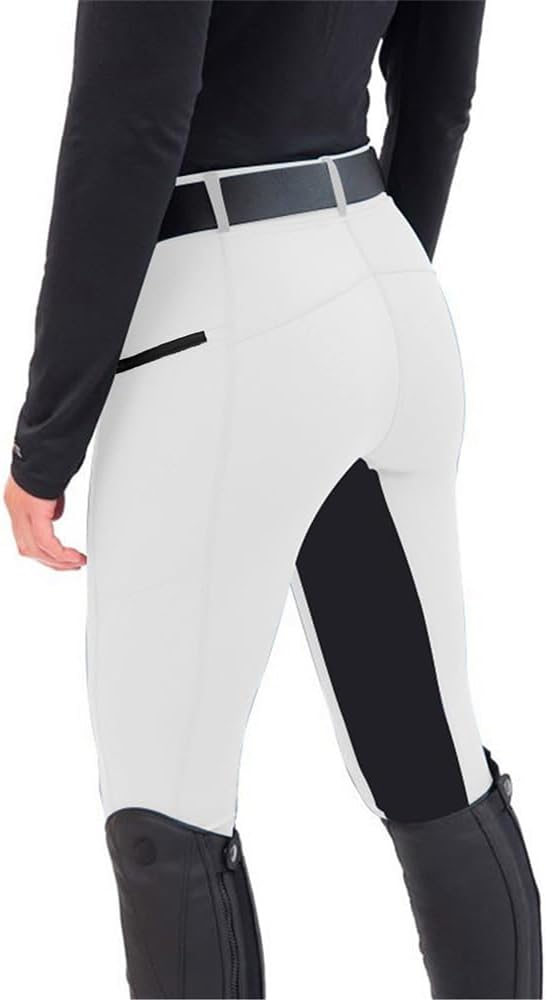 gepasWomen's High Waisted Pants Horse Riding Sports Skinny Trousers Exercise Pants Horse Riding Sports Skinny Trousers (UAE/KSA, Alpha, L, Regular, Regular, White)