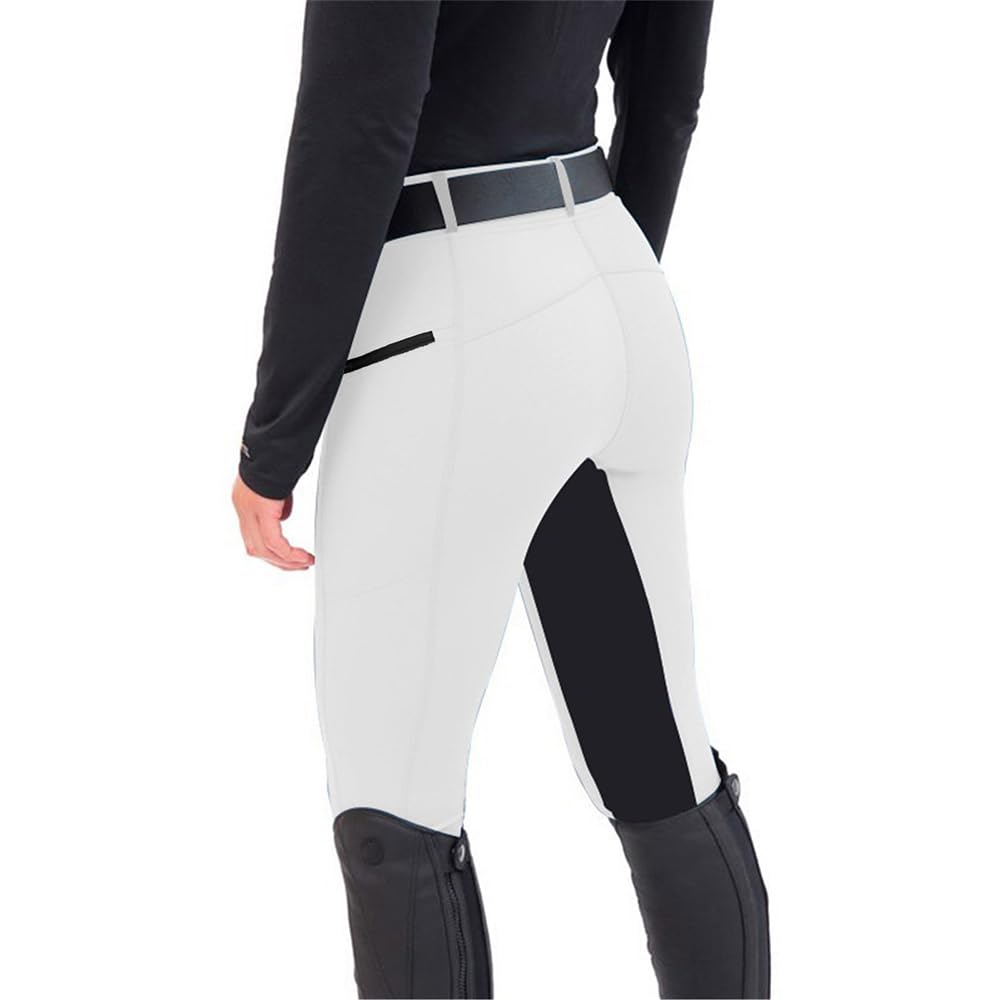 gepasWomen's High Waisted Pants Horse Riding Sports Skinny Trousers Exercise Pants Horse Riding Sports Skinny Trousers (UAE/KSA, Alpha, L, Regular, Regular, White)