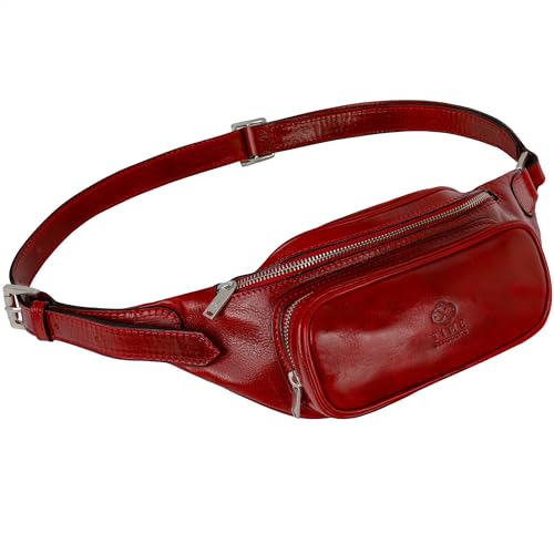 Image of Time Resistance Leather Waist Pack - Belly Bag, Belt Bag, Fanny Pack - Handmade in Italy (Red)