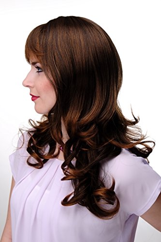 WIG ME UP 3001-2T30 Lady Quality Wig very long beautiful curling ends fringe bangs chestnut mixed dark brown & copper brown approx 21inch - Image 2
