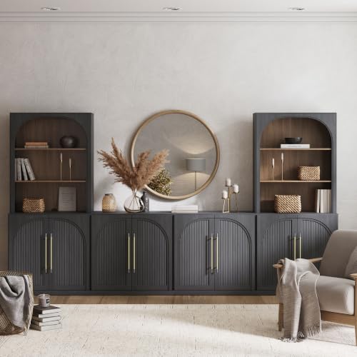 Image of BELLEZE Jagger 130 inch Wall Unit 5-Piece Modular TV Stand - Ebony