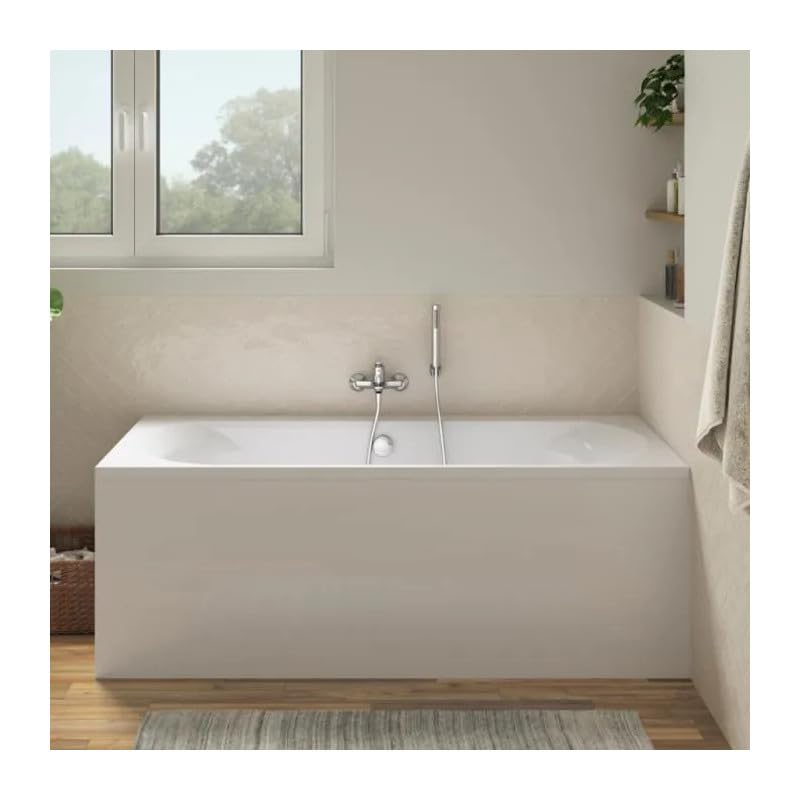 Pack baignoire droite 180 x 80 JACOB DELAFON Elise + mitigeur bain douche chromé + vidage