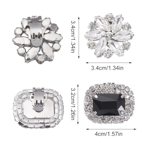 Rhinestone Shoe Clips, Silver Shoe Clip Crystal Shoe Buckle Shoes Jewelry Decoration for Wedding Party High Heels