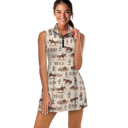 Showudesigns Tennis Dresses for Women with Shorts Sleeveless Athletic Golf Dress Workout Activewear