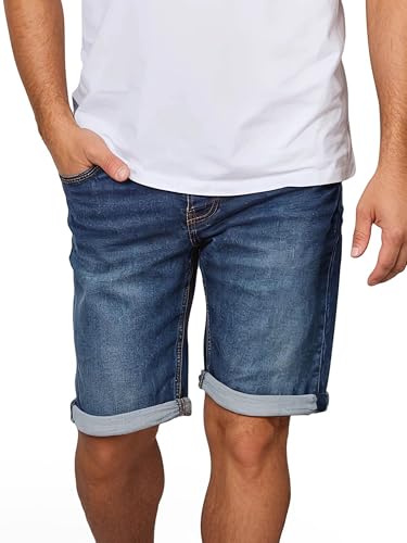 MUSTANG Jeans Shorts Herren Stretch Kurz Regular Fit Chicago Real X Kurze Hosen Sommer Denim Einfarbig Blau w33, Größe:W 33, Farbe:Denim Mid Blue (682)