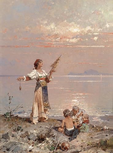 Peinture pour décoration de salon : toile moderne dans la baie de Naples par Richard Unterberger