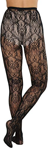 Image of ToBeInStyle Women's Elegant Floral Lace Inspired Spandex Net Full Length Tights