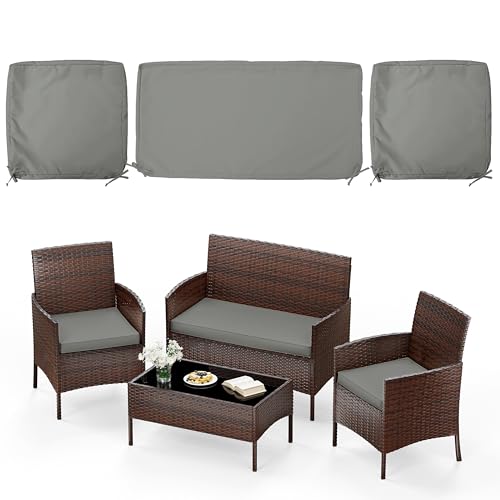 Pakunoda 3 Pack Outdoor Patio Cushions Replacement Covers Waterproof