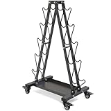supporto manubrio per tablet Resistente telaio a A: il robusto portapacchi in acciaio può contenere manubri, kettlebell e pesi liberi fino a 136 kg. Perfetto organizer per palestra domestica con stabilità A-frame