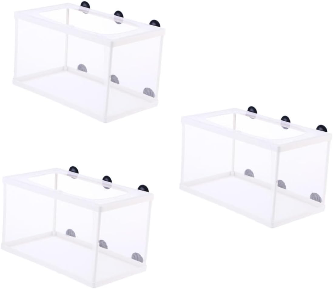 Housoutil 3pcs Fish Hatchery Mesh Breeding Tank with Suction Cups Durable Aquarium Separation Net for Fry Incubation Design for Easy Observation