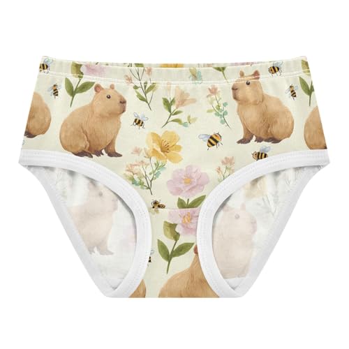 Wusikd Cute Capybaras Girls' Underwear Cotton Flowers Bees Girls Briefs Soft Toddler Underwear 2T